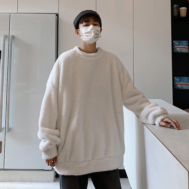 Свитшот мужской с круглым вырезом красивая универсальная мешковатая теплая