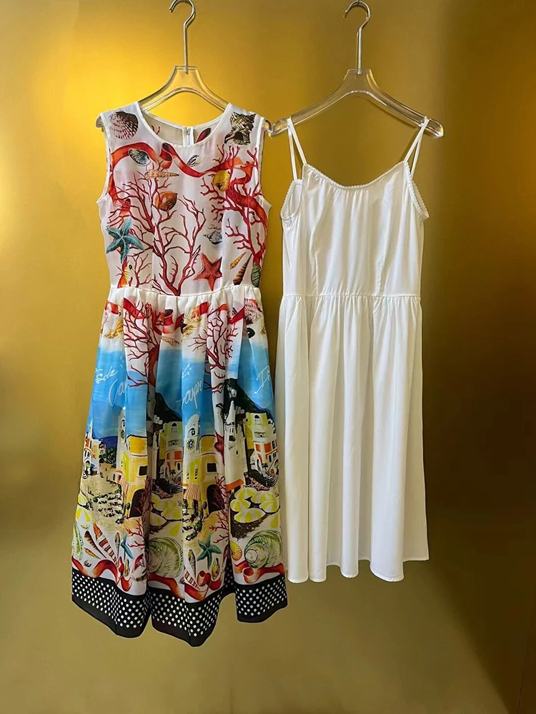 Женское дизайнерское шелковое платье-чехол Seasixiang летнее пляжное платье без