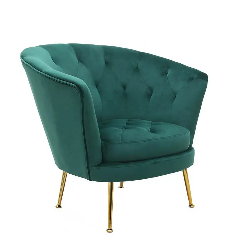 

Modern Couch Velvet Fabric Leisure Furniture Hall high-back purple velvet sofa chair with metal legs