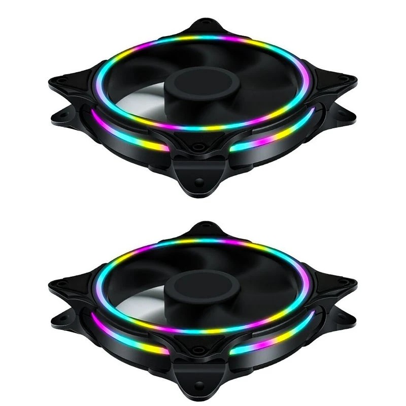 

120Mm Colorful LED Case Fan Silent Fan For Computer Cases CPU Coolers And Radiators Ultra Quie 2 Pack