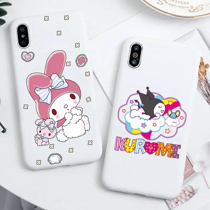 

Cartoon Rabbit My Melody Kuromi Candy white Silicone Phone Case For iphone 13 12 11 Pro Max Mini XS 8 7 6 6S Plus X SE 2020 XR