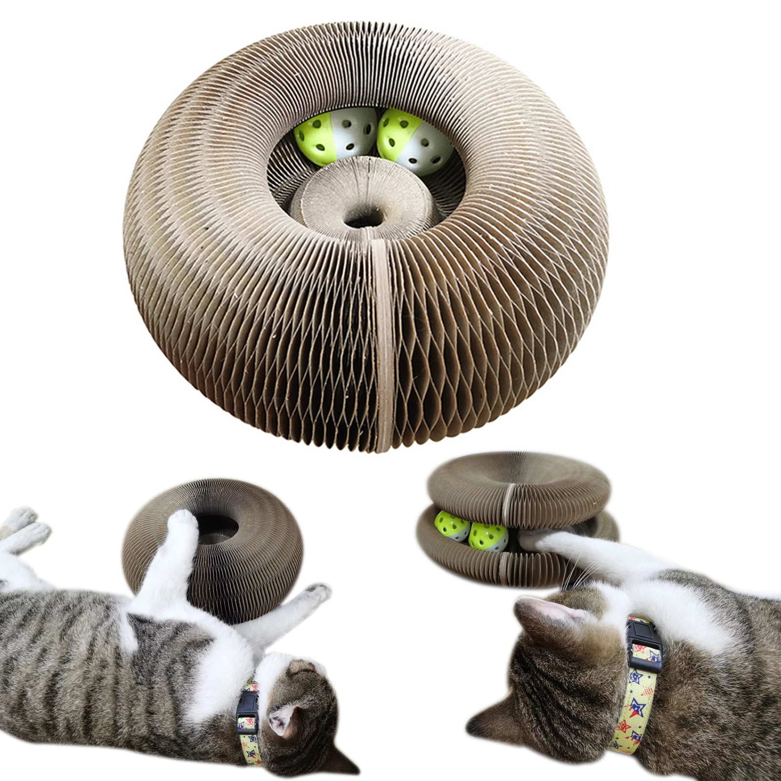 

Кошачий мяч, игрушка, гофрированный волшебный орган, Когтеточка для кошек с 2 шт. игрушек, двусторонняя кошачья Когтеточка для шлифовки, Когт...