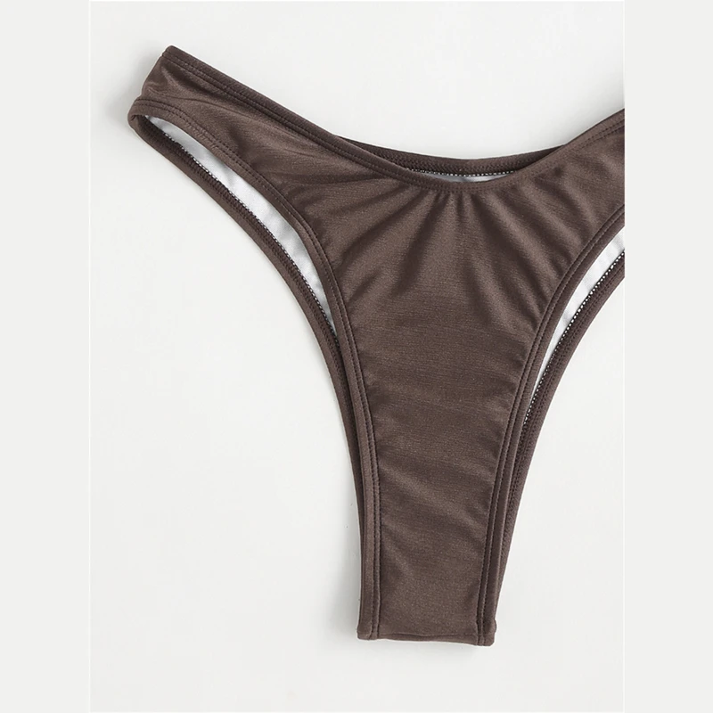 Женский однотонный купальник без бретелек комплект бикини с U-образной