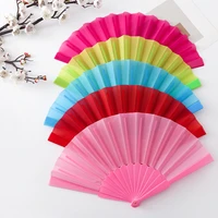 plastic portable party hand dancing fan chinese decor japanese wedding folding low key gift simple solid multicolour