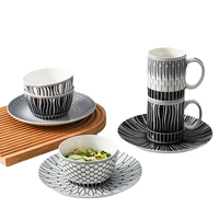 ceramic cup set modern nordic style kitchen tableware set creative home plate bowl cup set coffee mug bowl set japanese bowl