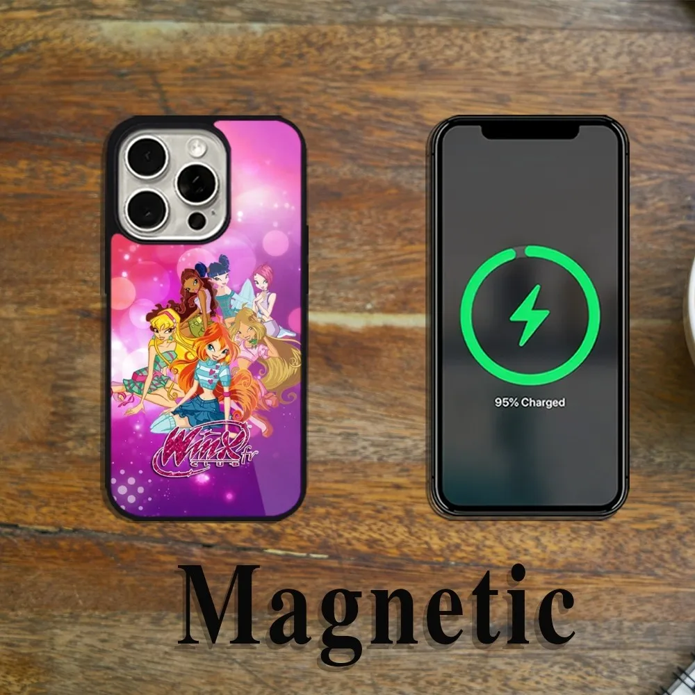 MINISO W-Winx Girl Clubs Cartoon B-Believix Чехол для телефона Magsafe Magnetic iPhone 11 12 13 14 15 Pro Max Plus