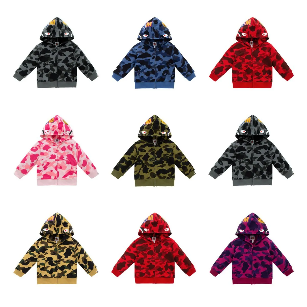 

Bapes Autumn Early Winter Coat Kids Boys Girls Clothes Hooded Shark Print Hoodie Sweatshirt Tops 2021 New BAPED WGM