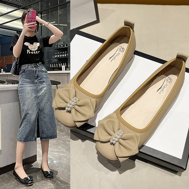 

Round Toe Shoes Woman Flats Bow-Knot Shallow Mouth Slip-on Casual Female Sneakers Modis Dress Butterfly New Moccasin Slip On Sum