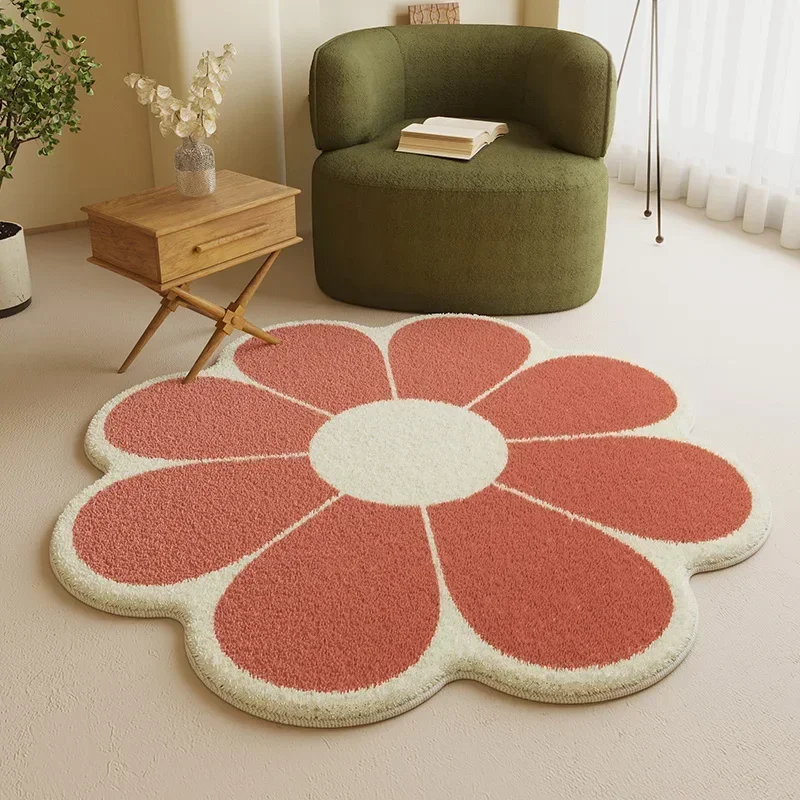 

Flowers Shape Carpet Thickened Household Floor Carpets Window Bedside Rugs for Living Room Bed Room Plush Rugs Home Decor