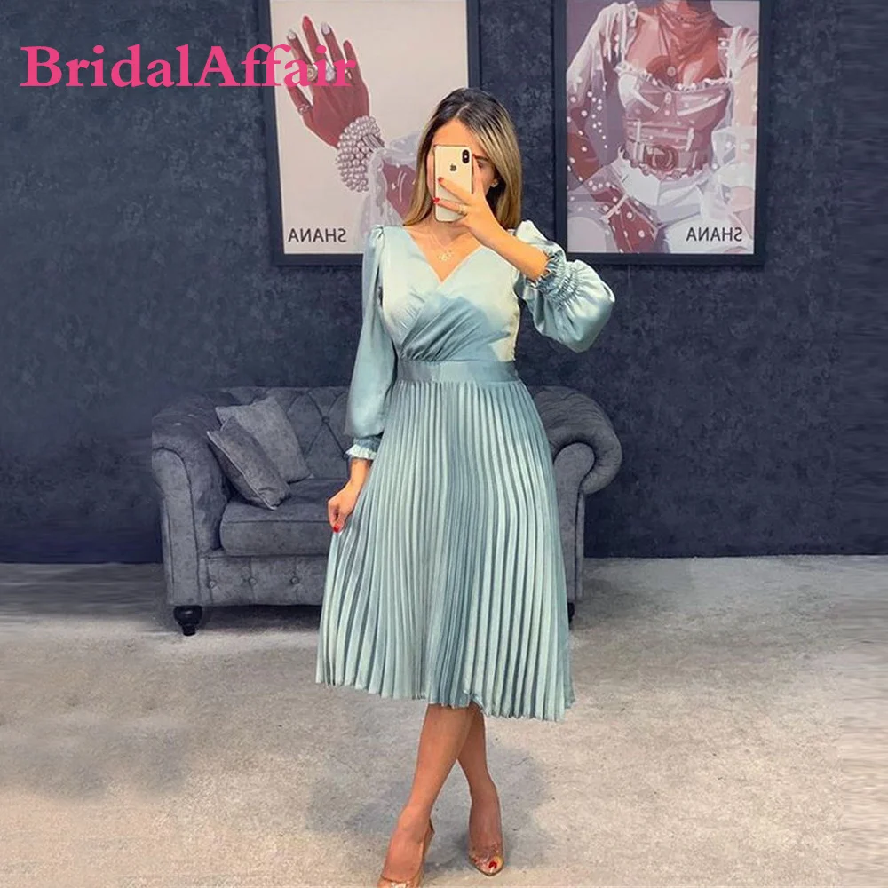 

BridalAffair, простое ТРАПЕЦИЕВИДНОЕ синее Тюлевое платье для выпускного вечера, платье на тонких бретелях, платье длиной ниже колена для вечерние, женское платье, Халат