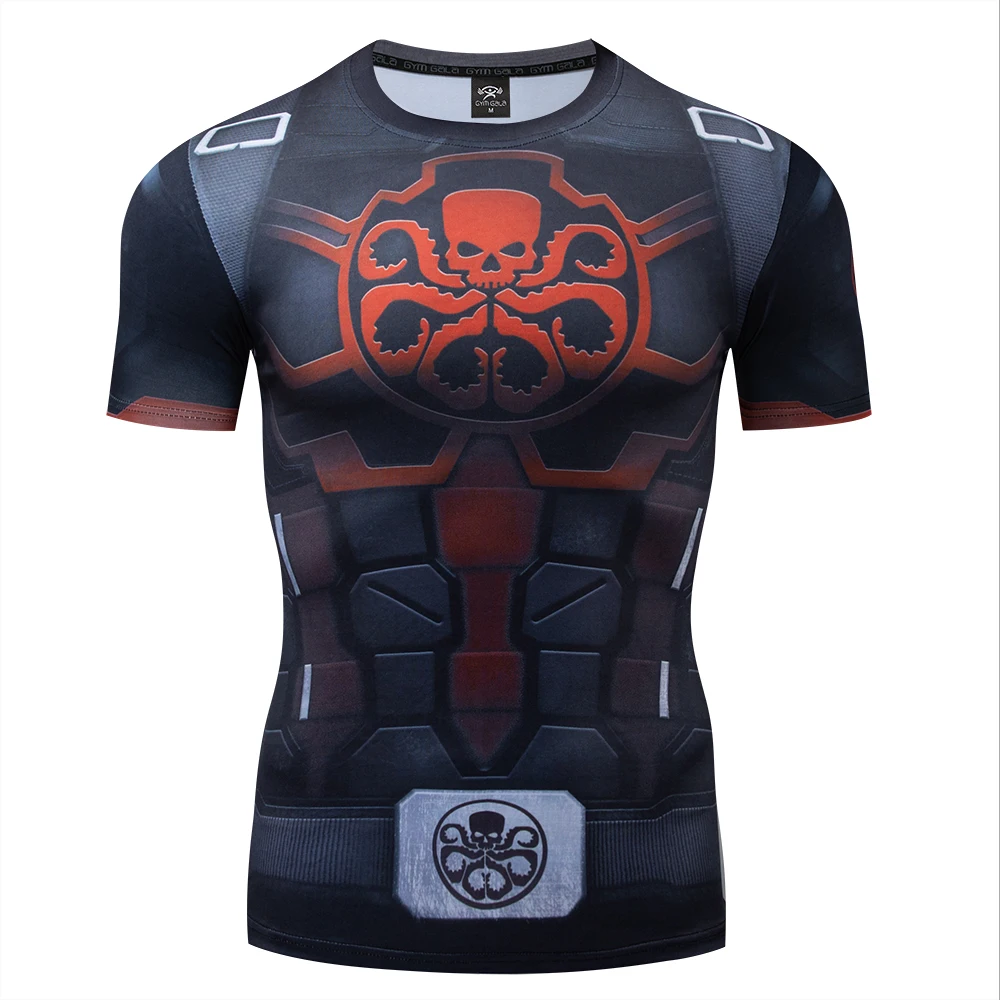 

Marvel Men's Gym T Shirt Printing Short Sleeve Boys Compression Tight Running Shirt Fitness Men Cool Quick Dry Training Tops Tee