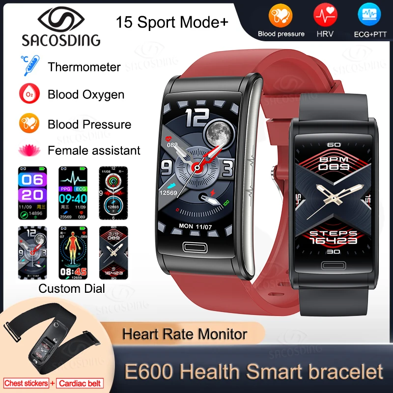 

2023 New Smart Bracelet Noninvasive Blood Glucose ECG Blood Pressure Healthy Smart Watch Thermometer Sport Watch IP68 Waterproof