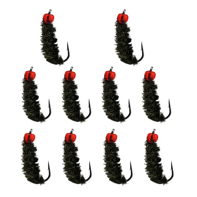

10PCS Peacocks Feather Stained Glass Bead Head Nymph Scud Midge Fly Fishing Flies For Fly Trout Fishing Lures Insect Bait