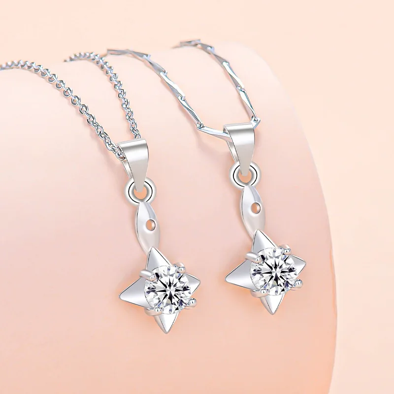 

New 2022 Designer Four-leaf Clover Necklace Zircon Pendant With Cross Chain Melon Seed Chain