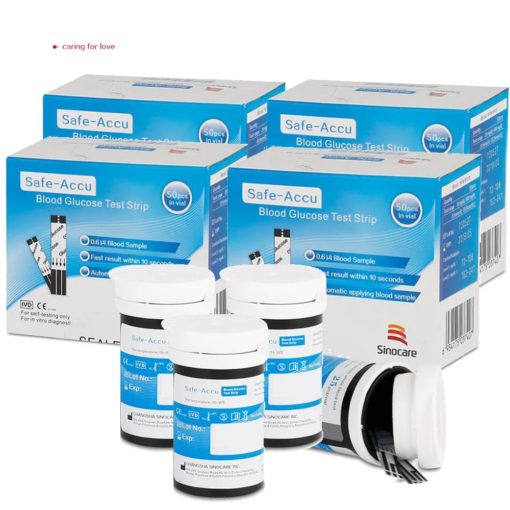 

(100pcs for Safe-Accu) Sinocare Blood Glucose Test Strips and Lancets for Diabetes Tester