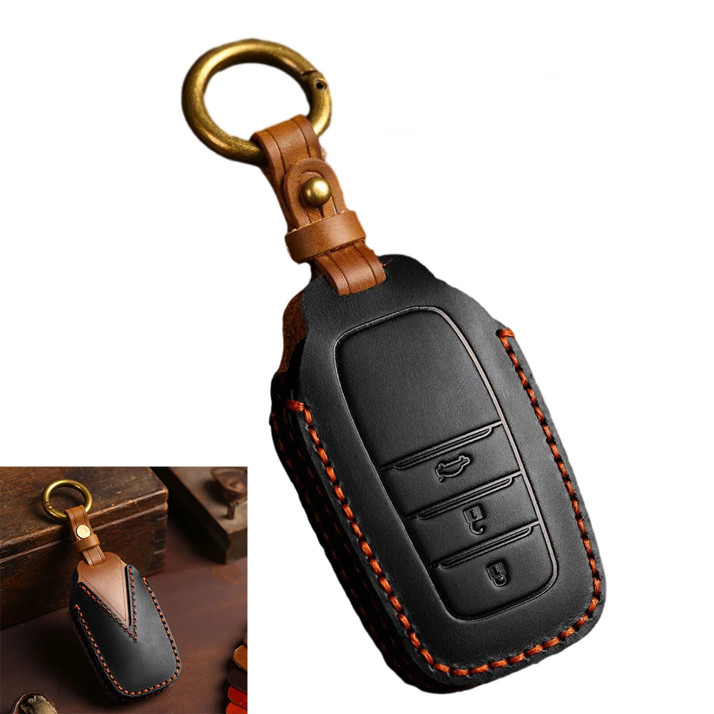

Кожаный чехол-брелок для дистанционного ключа для Toyota, LAND CRUISER, RAV4, Черный Защитный чехол для ключа, автомобильные аксессуары
