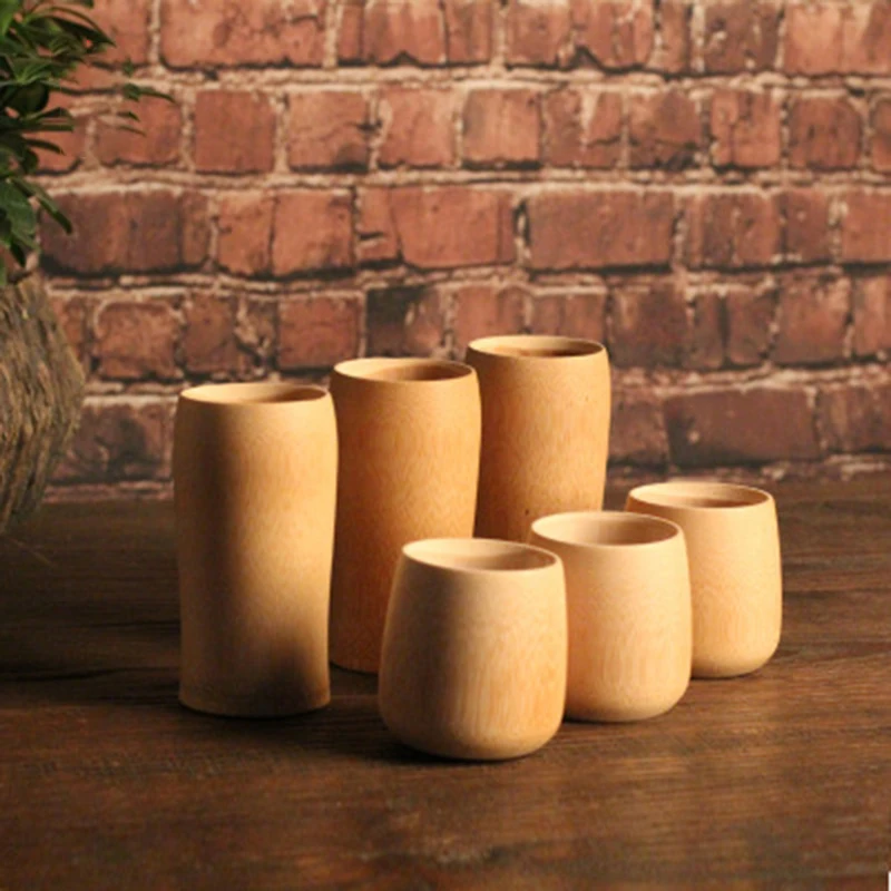 

1pc Water Bottle Drinking Bottle Natural Water Cup Coffee Cups Tea Beer Bamboo Carved Cup Juice Drinking Mug Drinkware