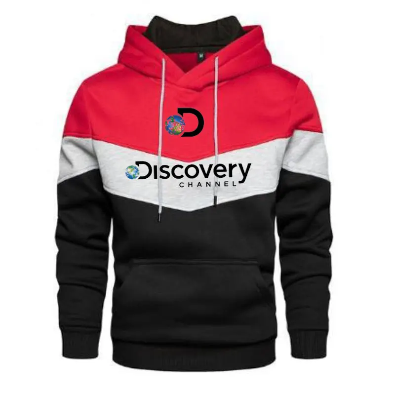 Men Hoodie Sweatshirt Discovery Channel Men's Casual Sports Cool Hoodie Print Fleece Oversized Fashion Hip Hop Street Sweater