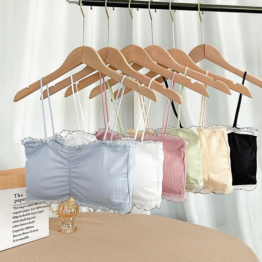 

Summer Women Sling Tube Top Sexy Bra Top Breathable Chest Pad Wearing Underwear Seamless Ice Silk Breast Wrap Lingerie Female