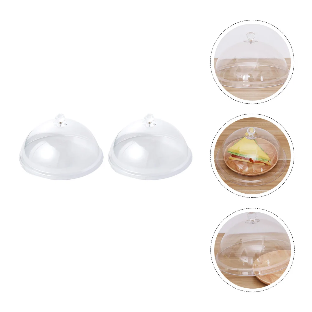 

2pcs Dish Desserts Cover Food Covers Transparent Practical Cake Covers Dome Snack Cover