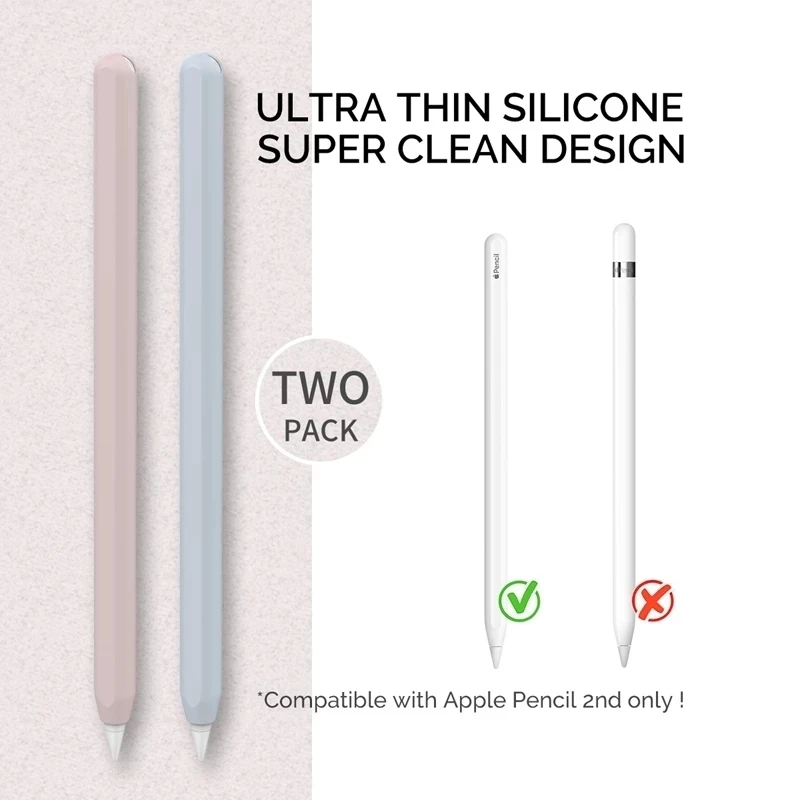 

2pcs/Set Color Pen Cover Thin Comfortable Pen Cover for Apple's 2nd Generation Touch Pen Silicone Protective Pen Cover