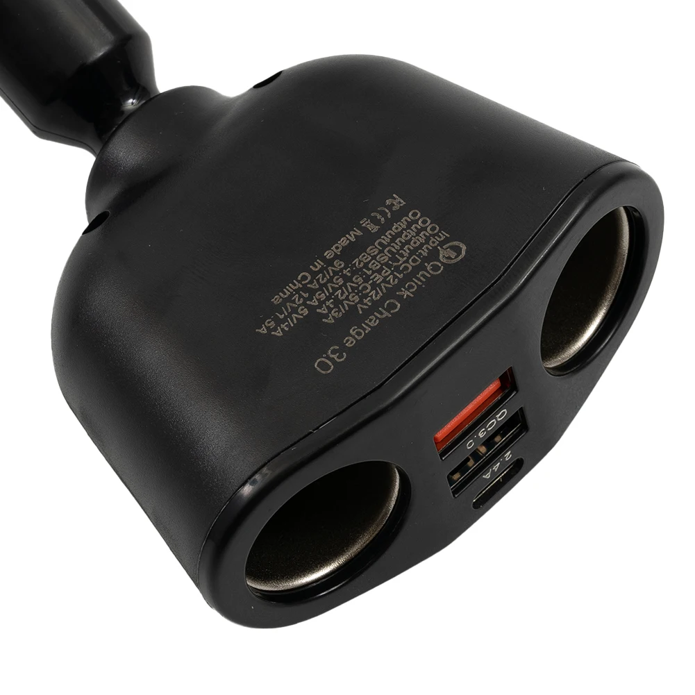 

QC3.0 Car Charger 12V/24V Dual USB Power Adapter Car Cigar Lighter Socket Type-C+QC3.0+2.4A Blue LED Digital Display 120W