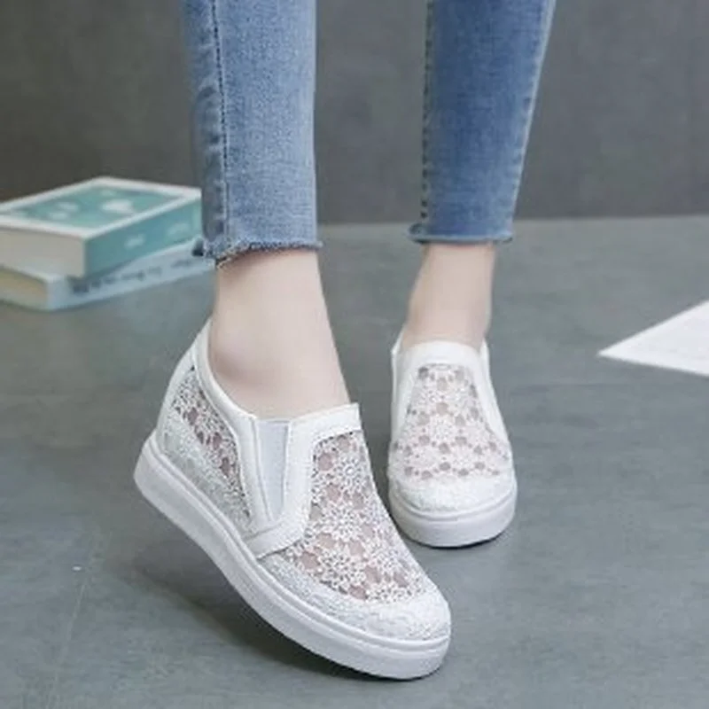 

2022 New Fashion Comfortable Women Shoes Casual Shoes Ballet Flats Platform Shoes Lace Slip on Walking Shoes White Sneakers
