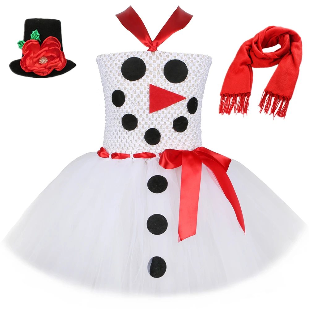 

Snowman Tutu Dress for Girls Christmas Halloween Cosplay Olaf Costume for Kids White Fancy Tulle Princess Dress Children Clothes