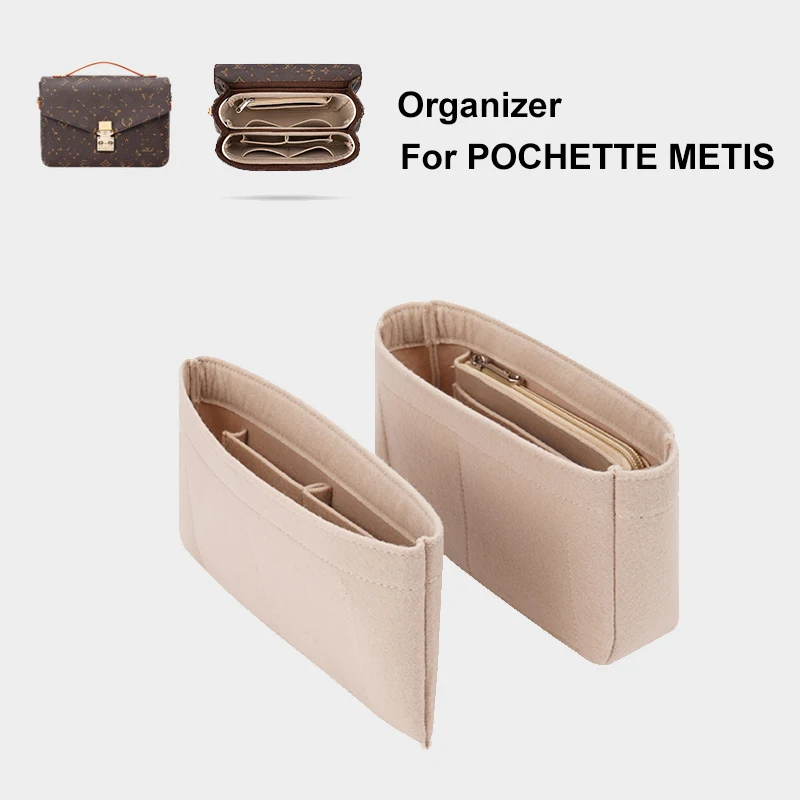 

For Pochette Metis Messenger Bag Inner Bag Storage Cosmetic Portable Travel Insert Organizer Large Capacity Felt Make Up Bag