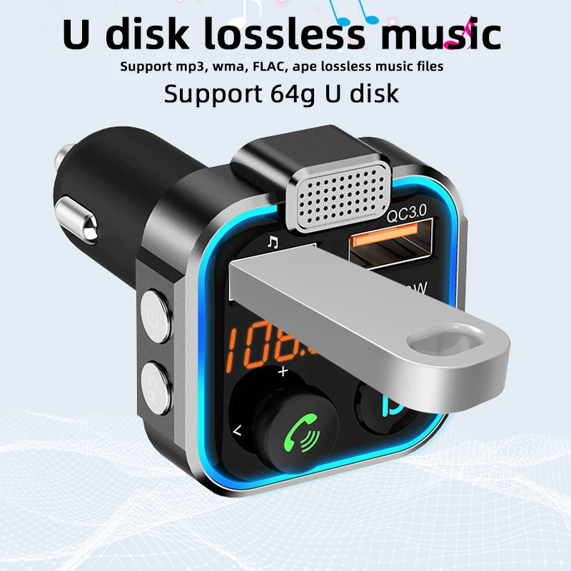 Фото FM-трансмиттер автомобильный с поддержкой Bluetooth, 18 Вт, USB №4