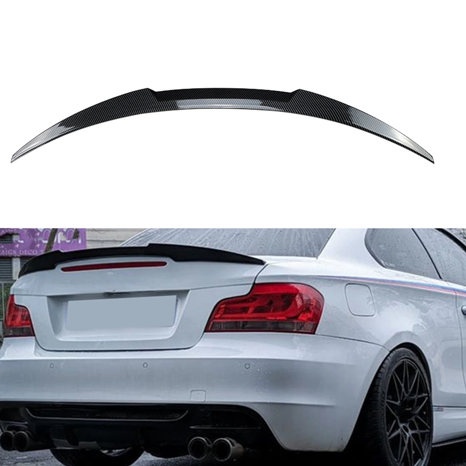 

Rear Trunk Lid Spoiler Wing Splitter Lip Carbon Fiber Look 118i 128i 135i 1M Car Trim For BMW 1 Series E82 E88 Coupe 2007-2013