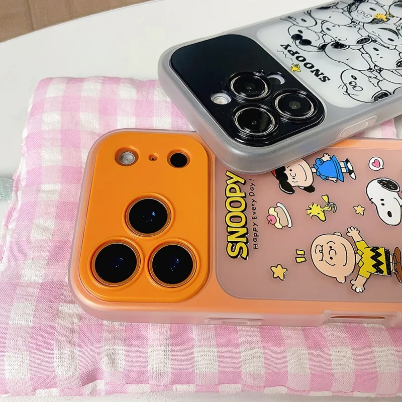 Фото Милый мультяшный чехол для телефона Happy Snoopy bus для iPhone 14 15 17 16 Pro Max, забавные солнцезащитные очки Snoopy, прозрачный противоударный чехол 2 и 1 ﻿ ﻿ №5