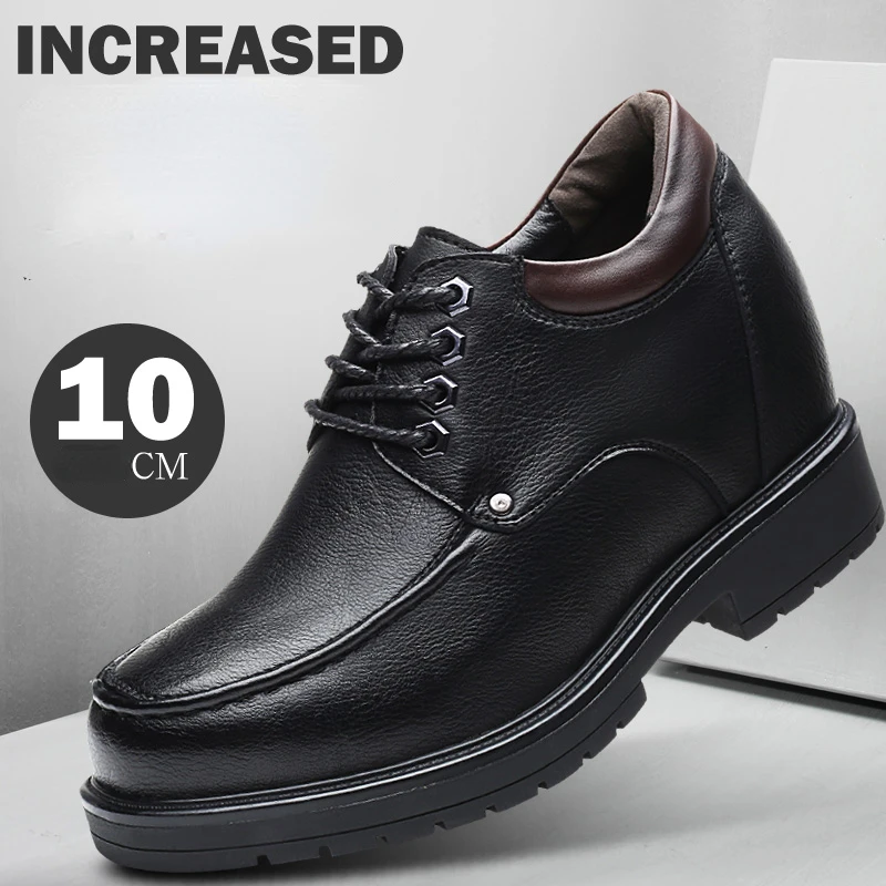 

Comfortable Elevator Shoes Men's 10cm Invisible Inner Height-increasing Men Shoe Daily Casual Business Thick-soled Leather Shoes