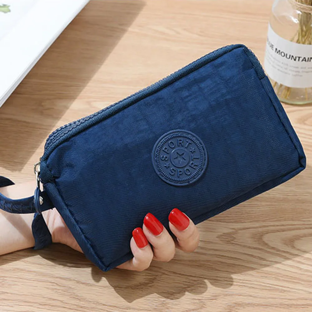 Women Zipper Canvas Long 3 Layer Purse Clutch Coin Phone Money Wallet Card Key Holder Makeup Bag Evening Handbag New Arrivals