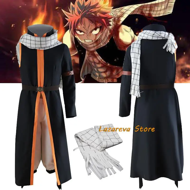 

Anime FAIRY TAIL Cosplay Costume Etherious Natsu Dragneel Cosplay Uniform Scarf Halloween Carnival Party Costumes for Adults