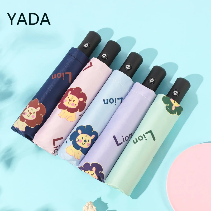 

YADA 3 Folding Fully-Automatic Anti UV Umbrella Parasol Sunny And Rainy Umbrellas For Men Women Cartoon Lion Parapluie YS220074