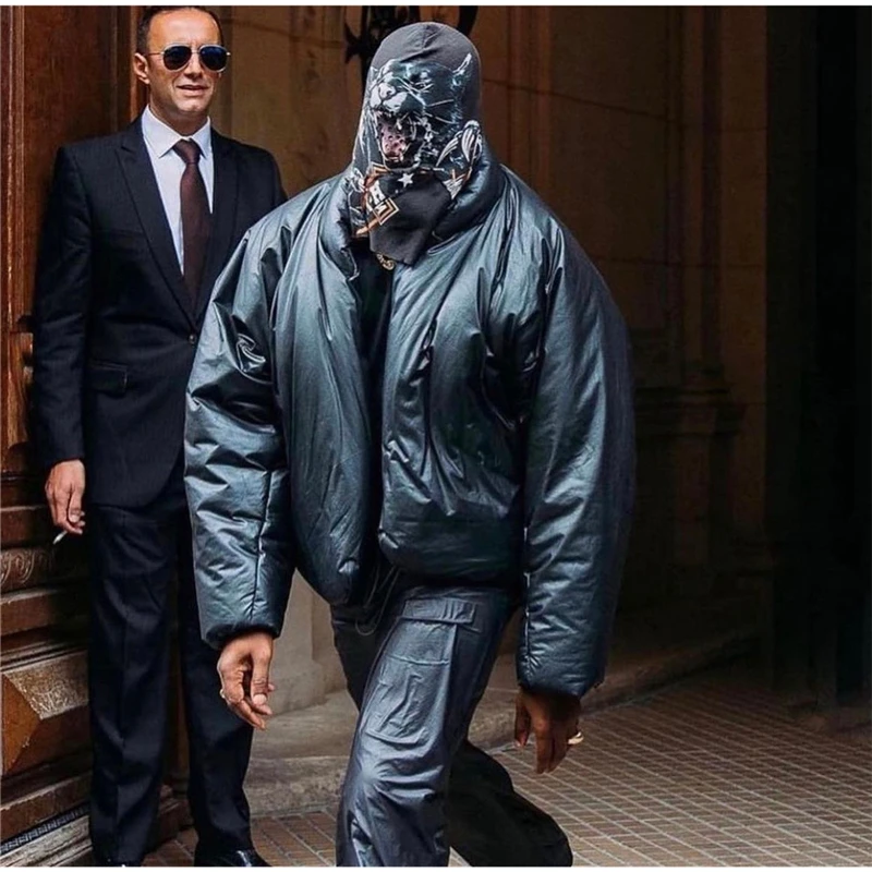 

2022 1:1 Version Kanye West Stand Collar Down Jacket Men Women Couple Cotton Coat Hip Hop High Street Oversize Jacket