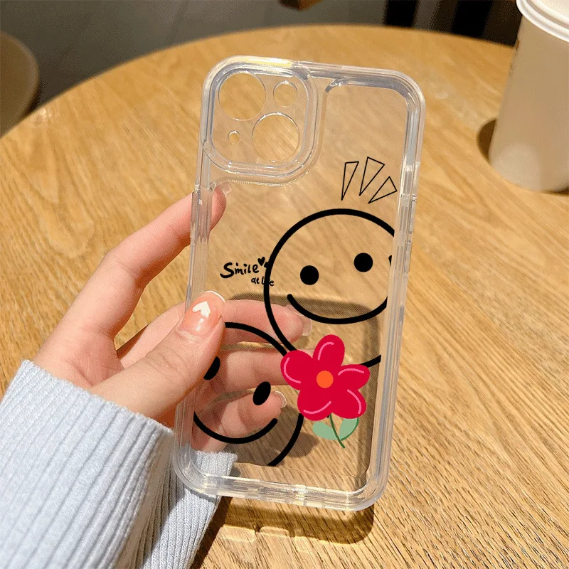 

Cute Smiley Face Clear Case for IPhone 13 12 11 14 Pro Max Case for IPhone13 13Pro Max Mini X Xs Max Xr SE 7 8 Plus Phone Cover