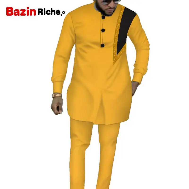 Африканская Мужская одежда костюм Дашики Мужские штаны комплект одежды из 2