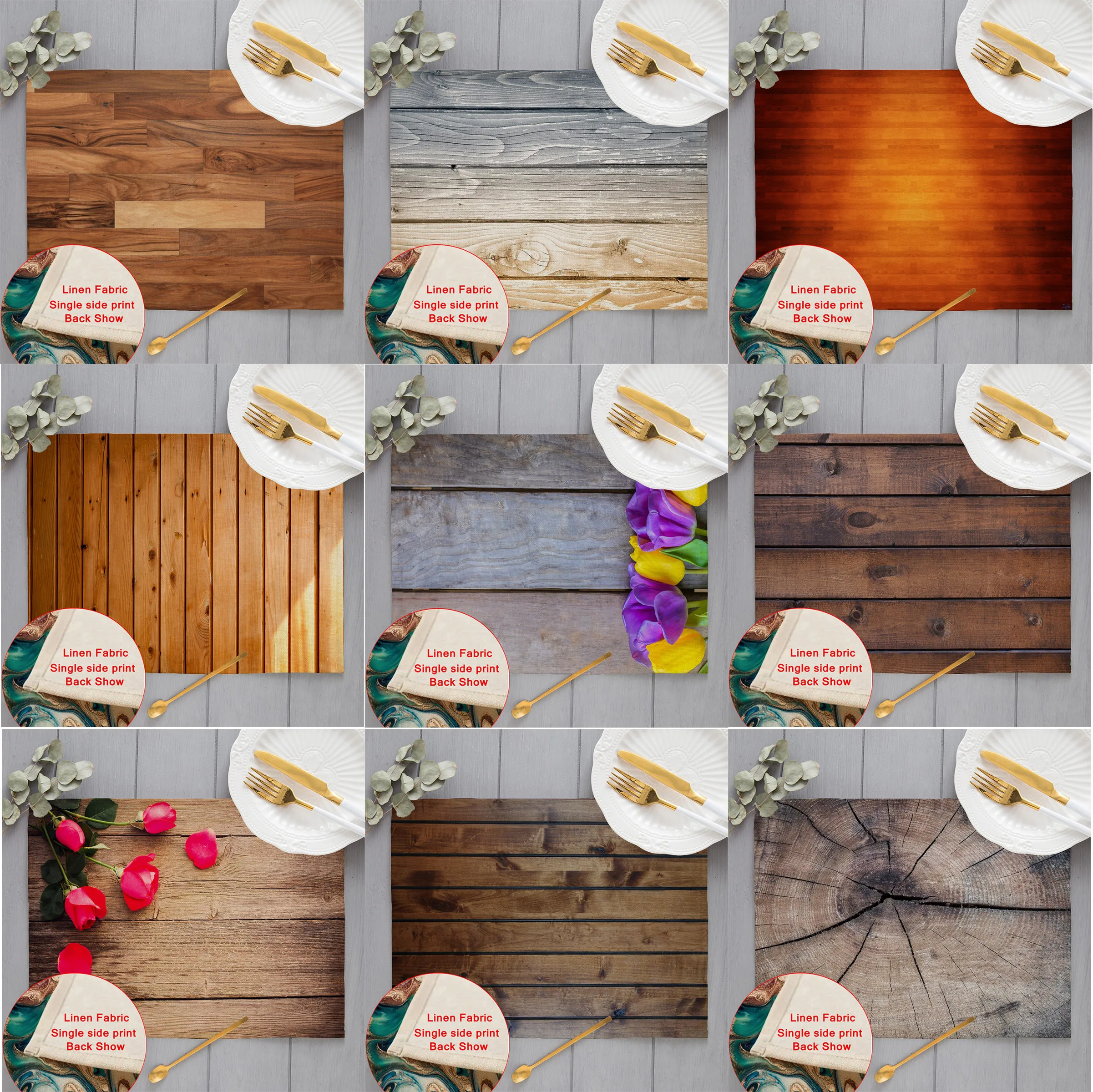 

42x32 см льняная деревянная полосатая серия принтов льняная подставка под напитки стол подставки домашний декор обеденные коврики кухонные подставки