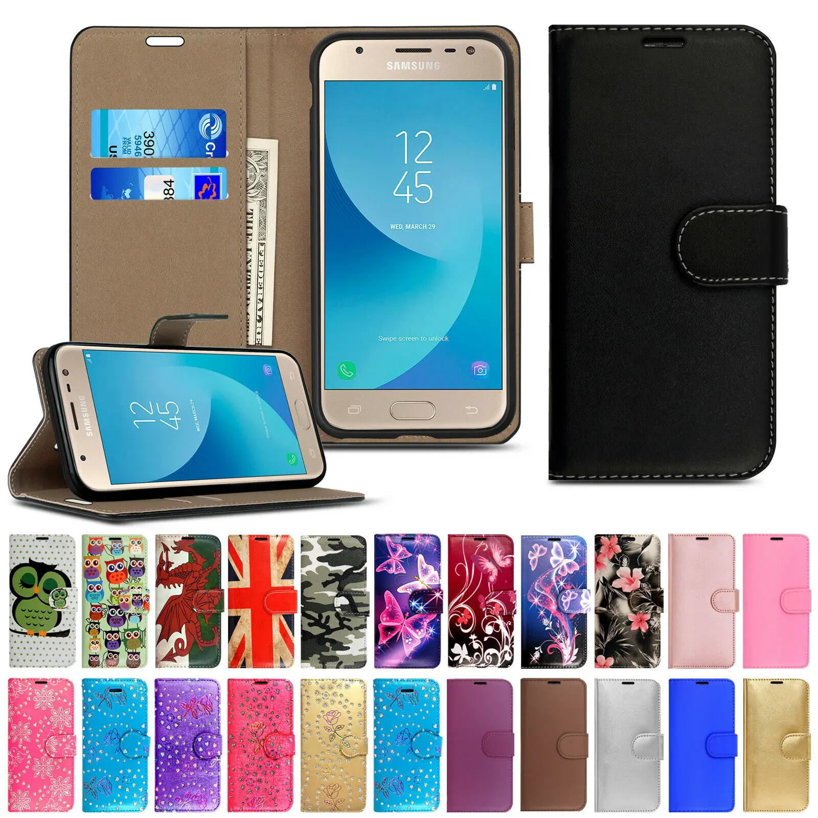 

Case For Samsung Galaxy J1 J2 J3 J4 J5 J6 J7 J8 Flip Leather Wallet Phone Cover