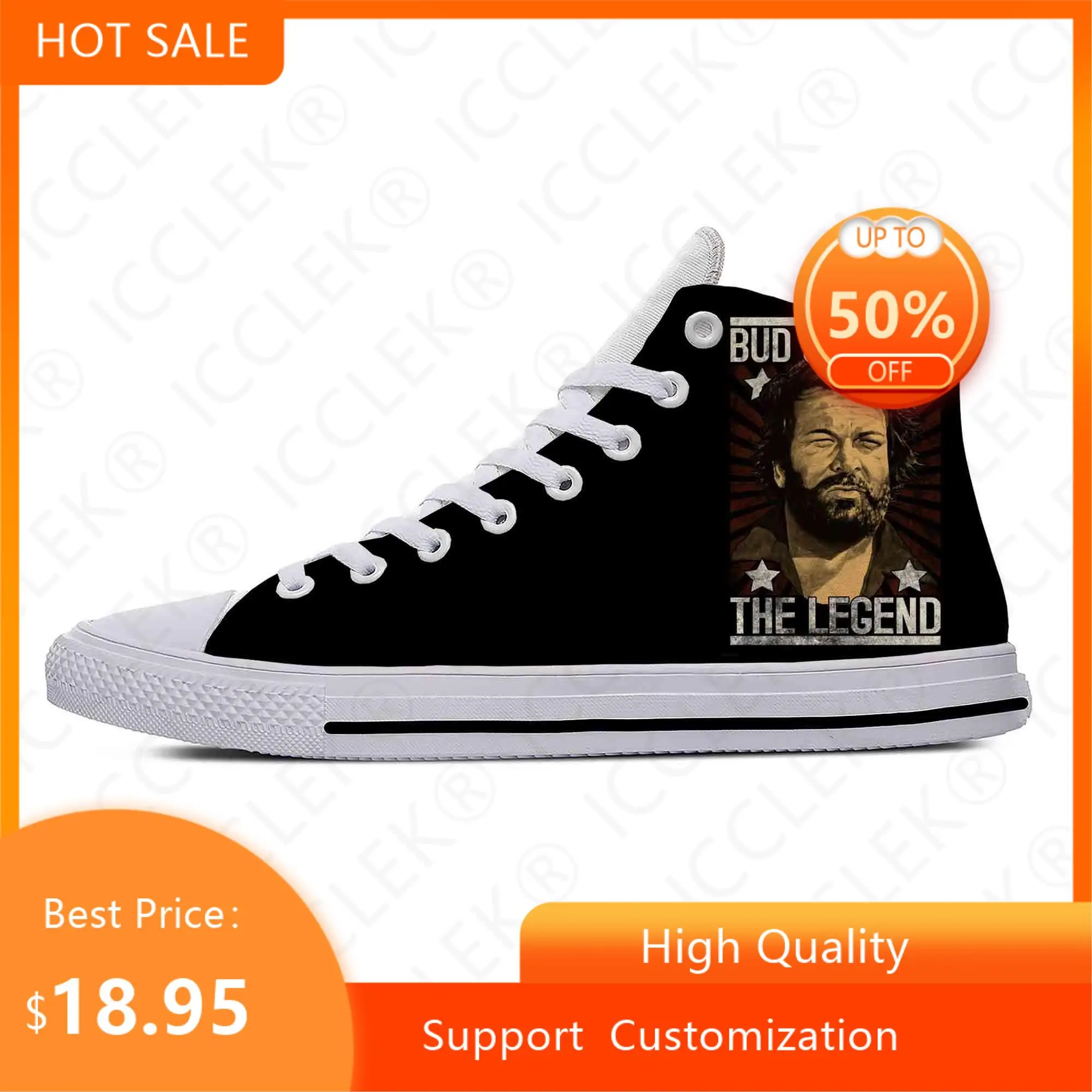 

Anime Cartoon Manga Movie Actor Funny Bud Spencer Casual Shoes Lightweight Breathable Mens Womens High Top Sneakers Board Shoes