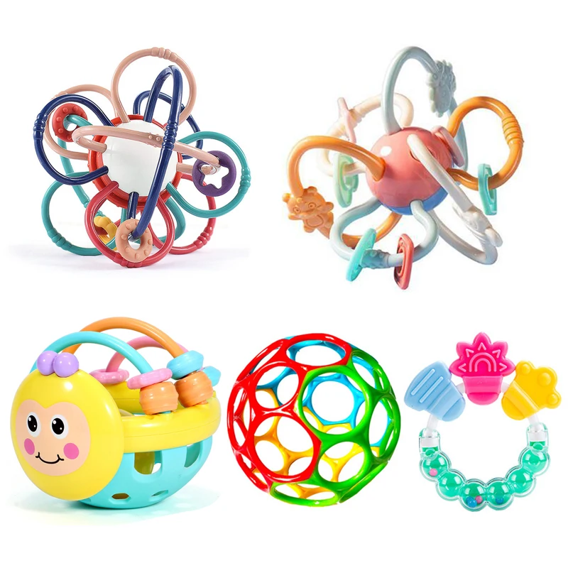 Погремушка детская резиновая в виде фруктов Игрушка-грызунок жевательная зубная