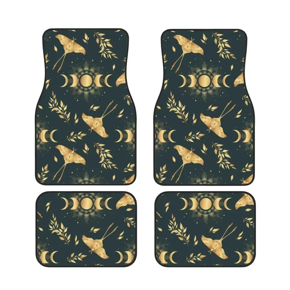 Модные автомобильные коврики Gold Moon Phases and Magin Moth набор из 4 сверхпрочных