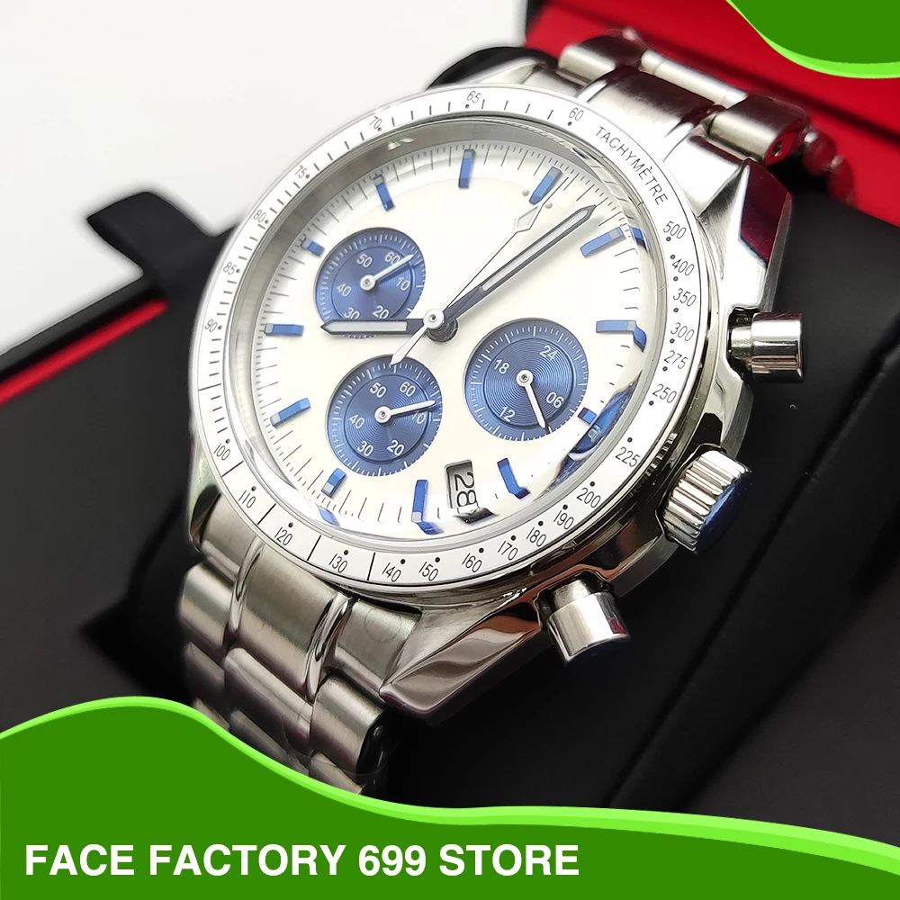 The latest blue quartz watch VK63 calibre panda men's watch  + stainless steel with waterproof chronograph