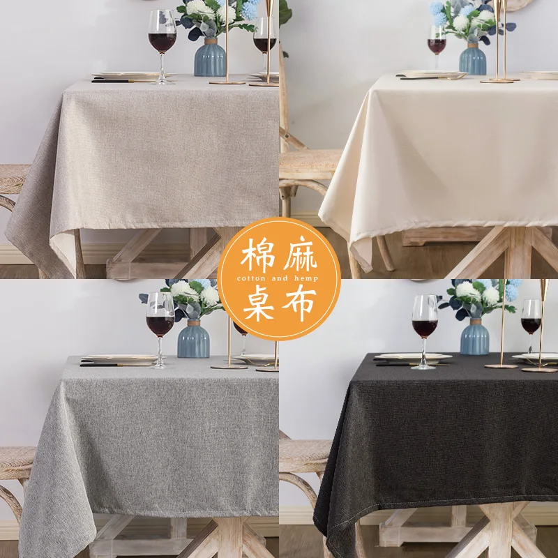 

Solid colored cotton leprosy tablecloth, waterproof, oil resistant, scald and washable rectangular dining table coffee table