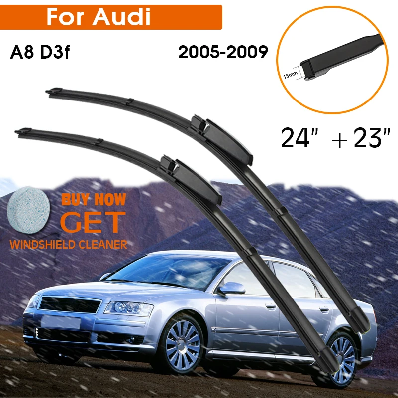 

Автомобильный стеклоочиститель для Audi A8 D3f 2005-2009 лобовое стекло резиновый силиконовый запасной передний стеклоочиститель 24 "+ 23" LHD RHD авто ак...