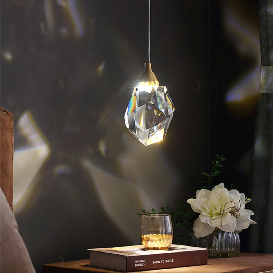 

Подвесные светильники для спальни, светодиодная полностью латунная хрустальная лампа в скандинавском стиле, декоративная Подвесная лампа ...
