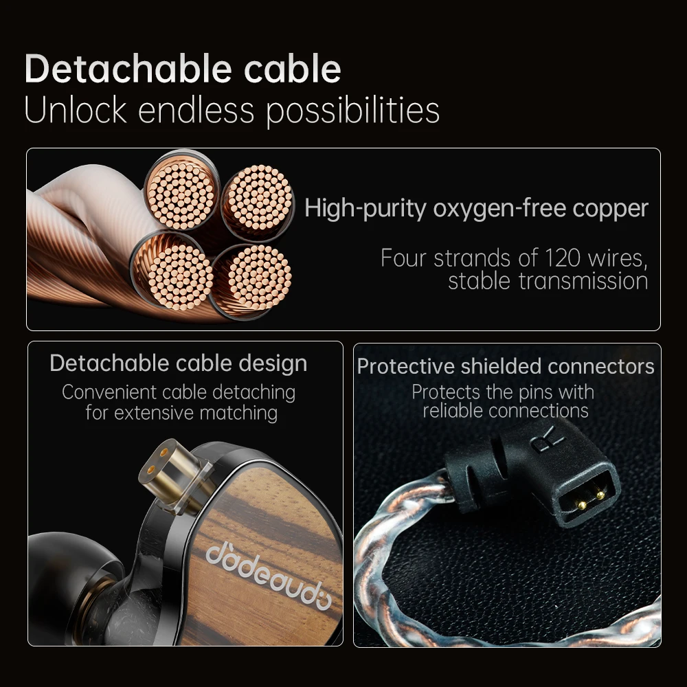 Гибридные HiFi IEM FiiO JH13 — драйверы 1DD + 2BA, аудиофильские наушники с деревянной лицевой панелью и съемным 2-контактным кабелем 0,78 мм (art.: 3920d3a011a33) - 3920d3a011a33