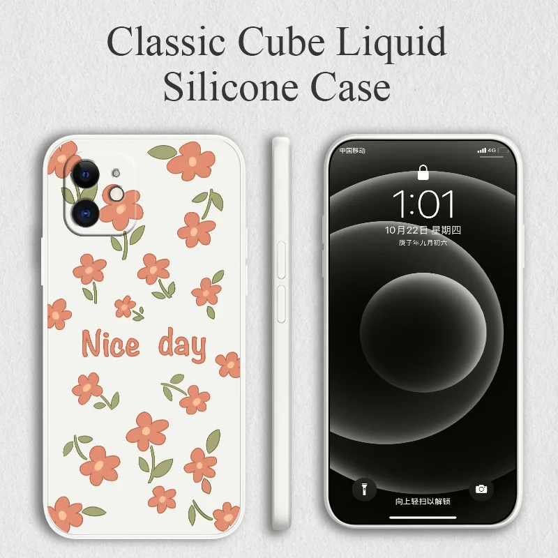 

Flowers Liquid Nice day Phone Case For iPhone 12 13 Pro Max Mini 11 Pro Max X XR XS MAX SE2020 8 7 Plus 6 6S Plus Back Cover